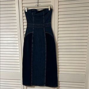 Elegant Denim Strapless Dress